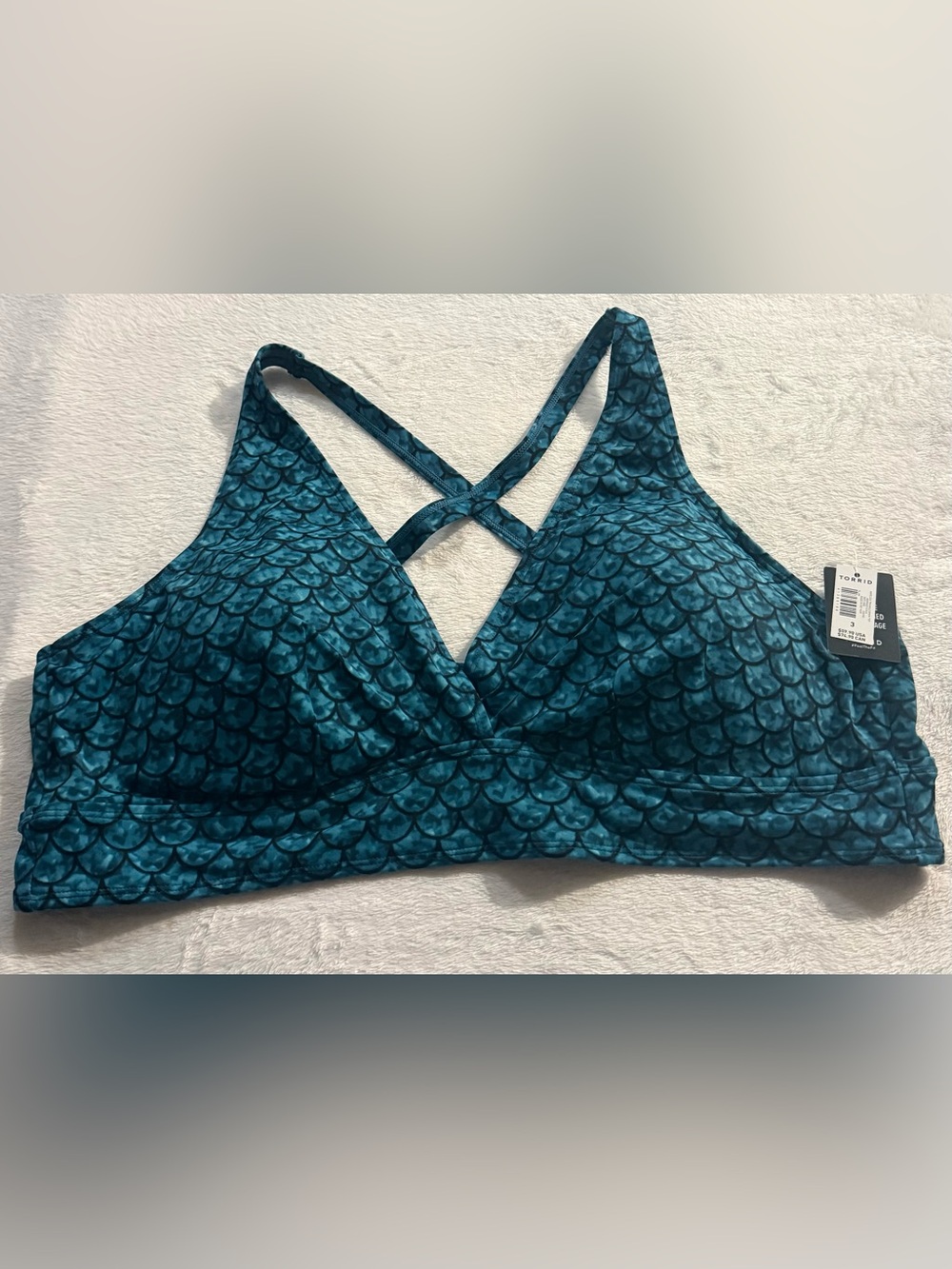 Torrid Wireless Triangle Bikini Top Mermaid Scale - Picture 3 of 5